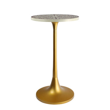Nysha 25" Modern Bohemian Metal/Resin Inlay Top End Table